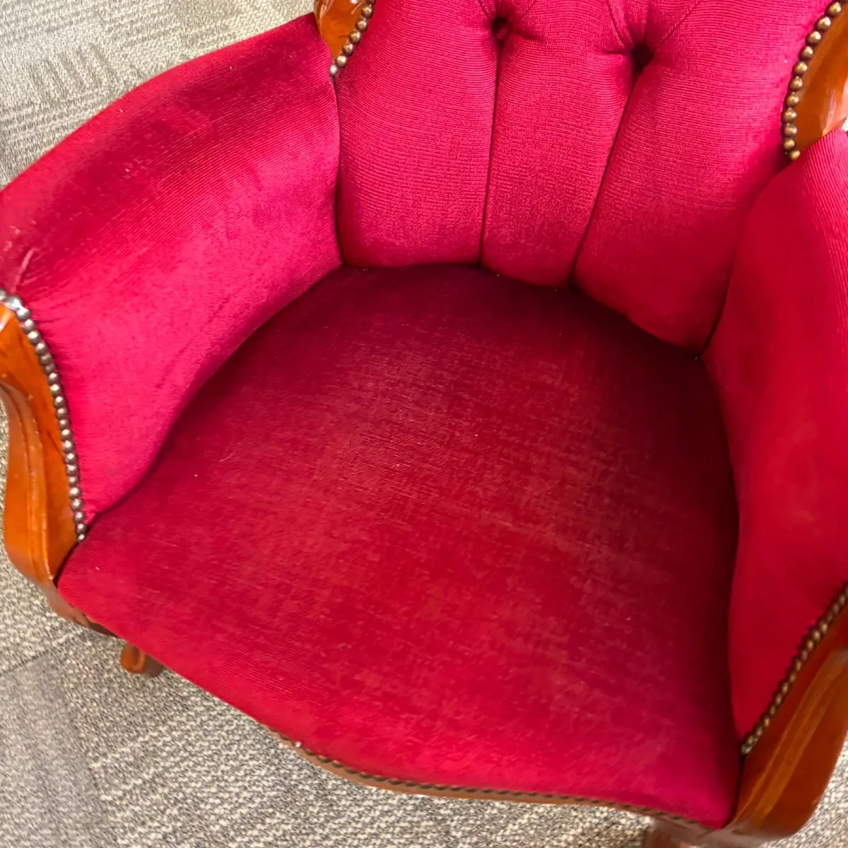 Victorian mahogany armchair with a carved crest, d - Image 2