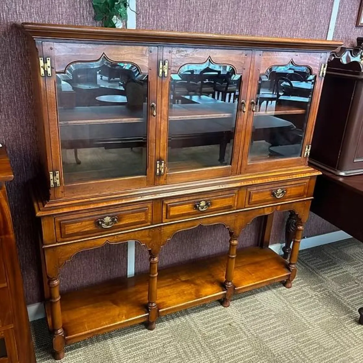 Simpsons of Norfolk walnut triple top display cabi