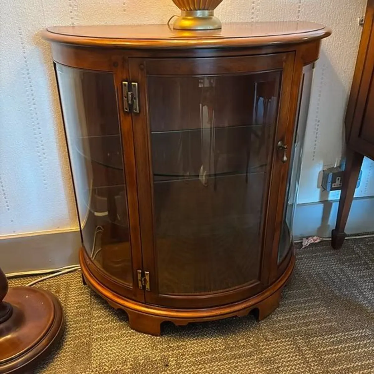 Simpsons of Norfolk demi lune walnut display cabin