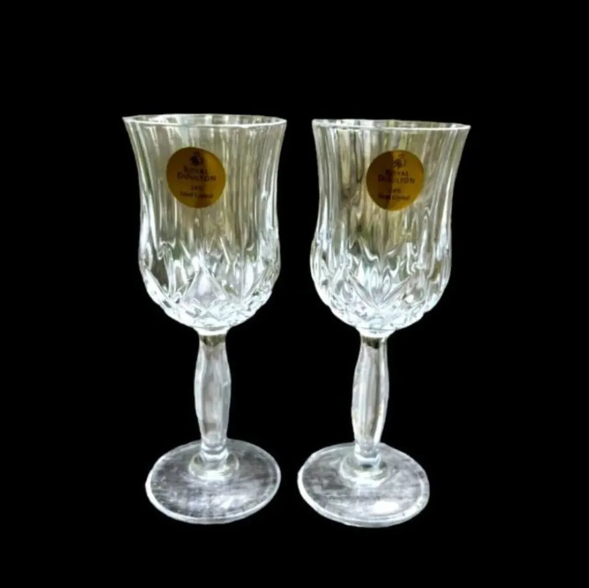 Pair of Royal Doulton Roma Crystal Wine Glasses - Image 3