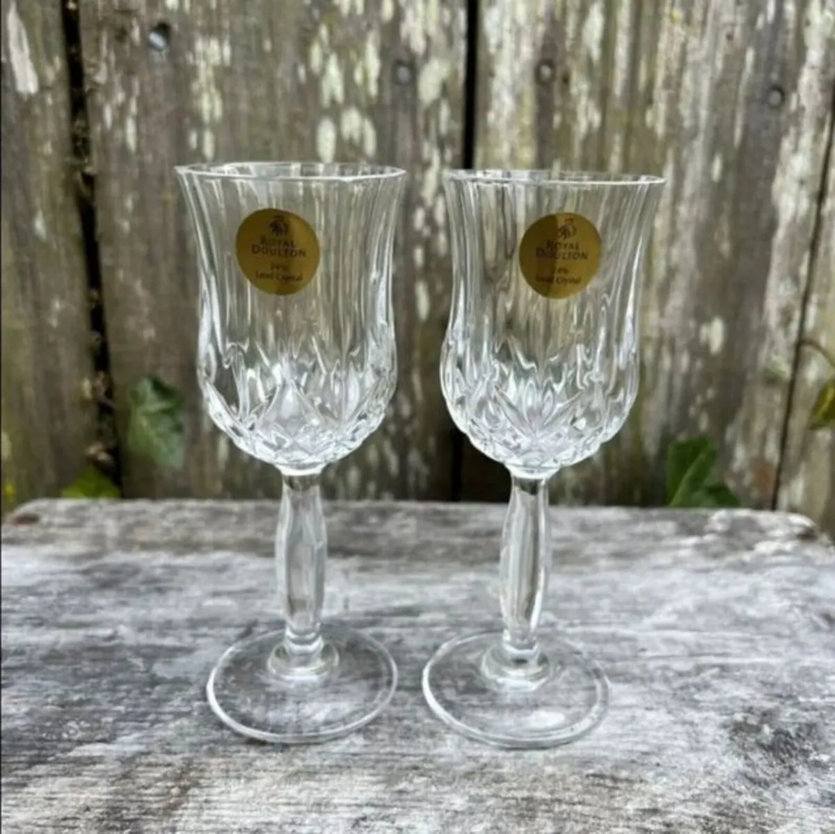 Pair of Royal Doulton Roma Crystal Wine Glasses - Image 4