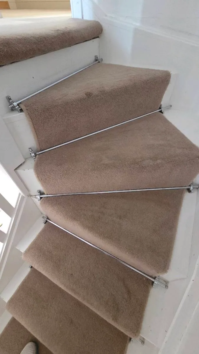 ​Neutral Beige Plush Pile Carpet & Stair Runner - Image 2