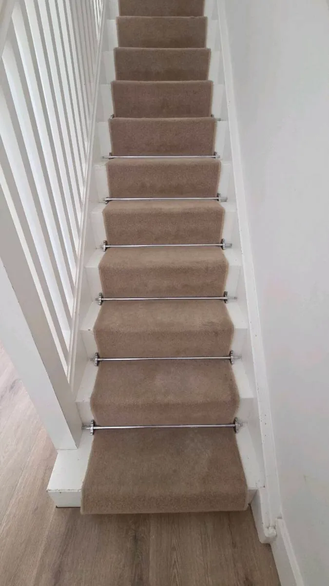 ​Neutral Beige Plush Pile Carpet & Stair Runner - Image 1