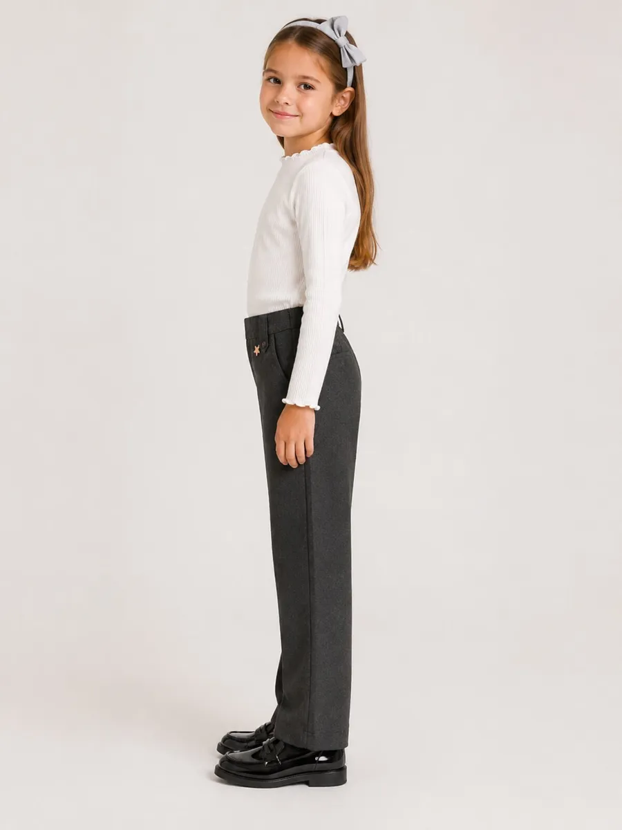 Title: F&F Girls' grey School Trousers – Age 6–7 - Image 1