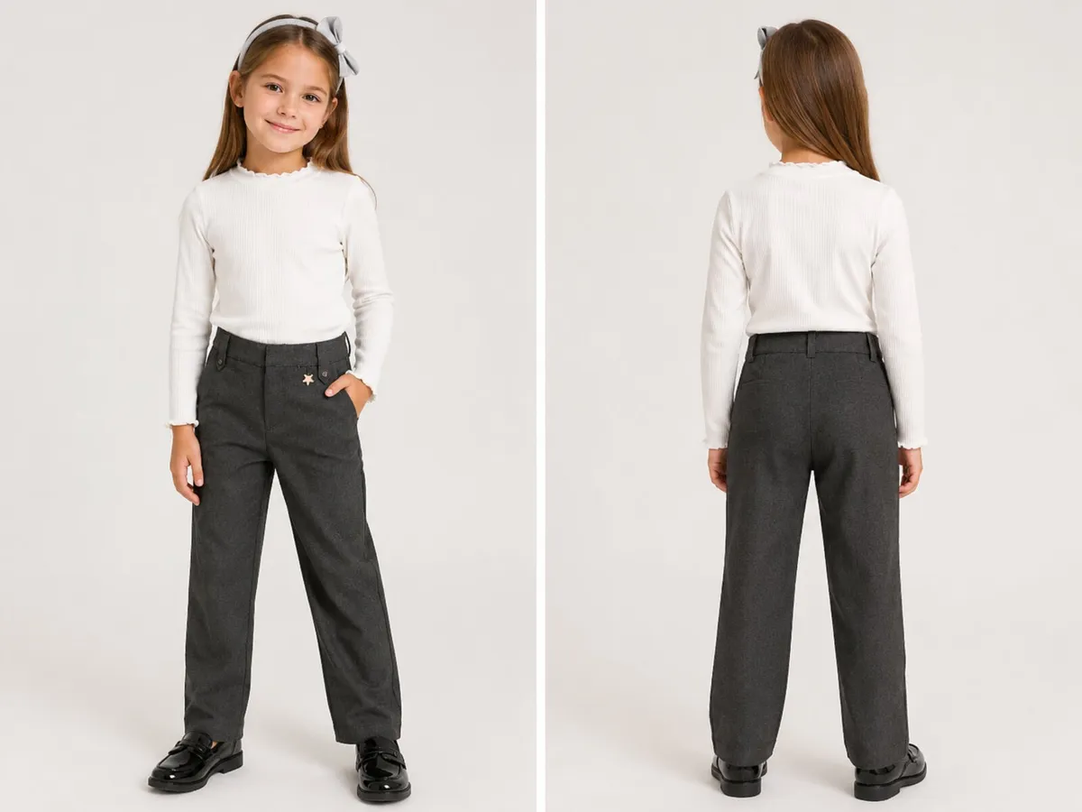 Title: F&F Girls' grey School Trousers – Age 6–7 - Image 2
