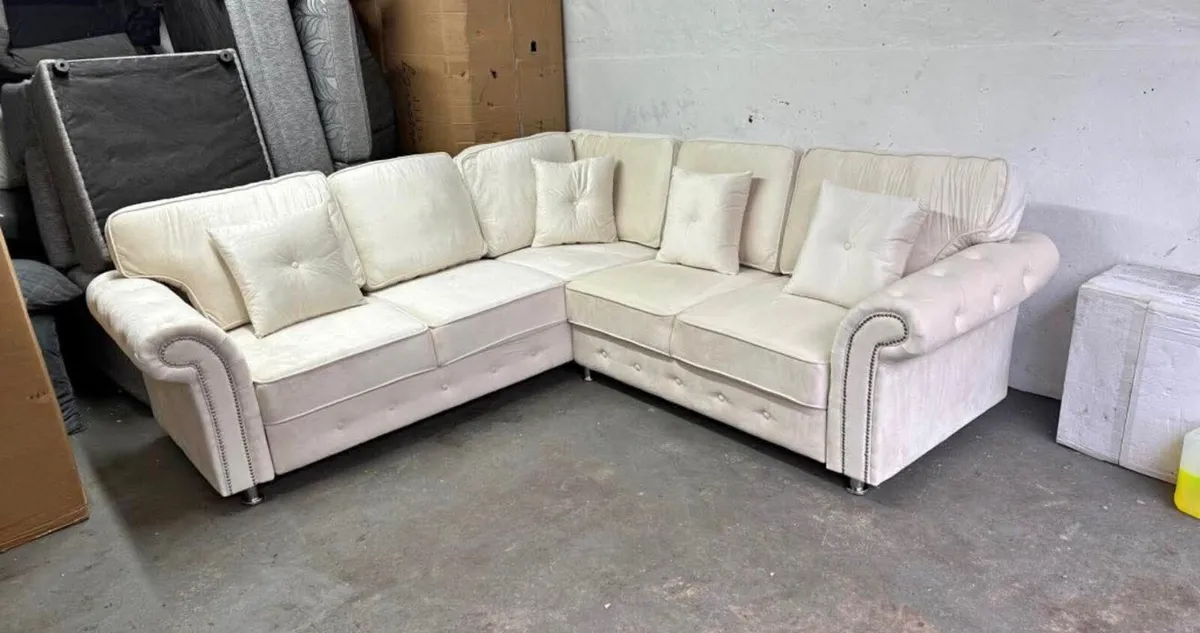 Olympia Grey & Cream Fullback Cushions Sofas - Image 1