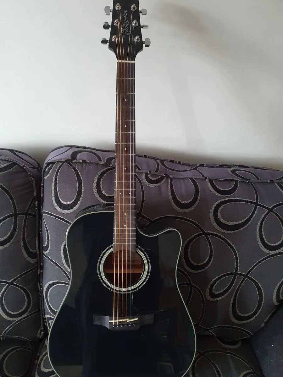 Guitar, semi acoustic, takamine G black. - Image 4