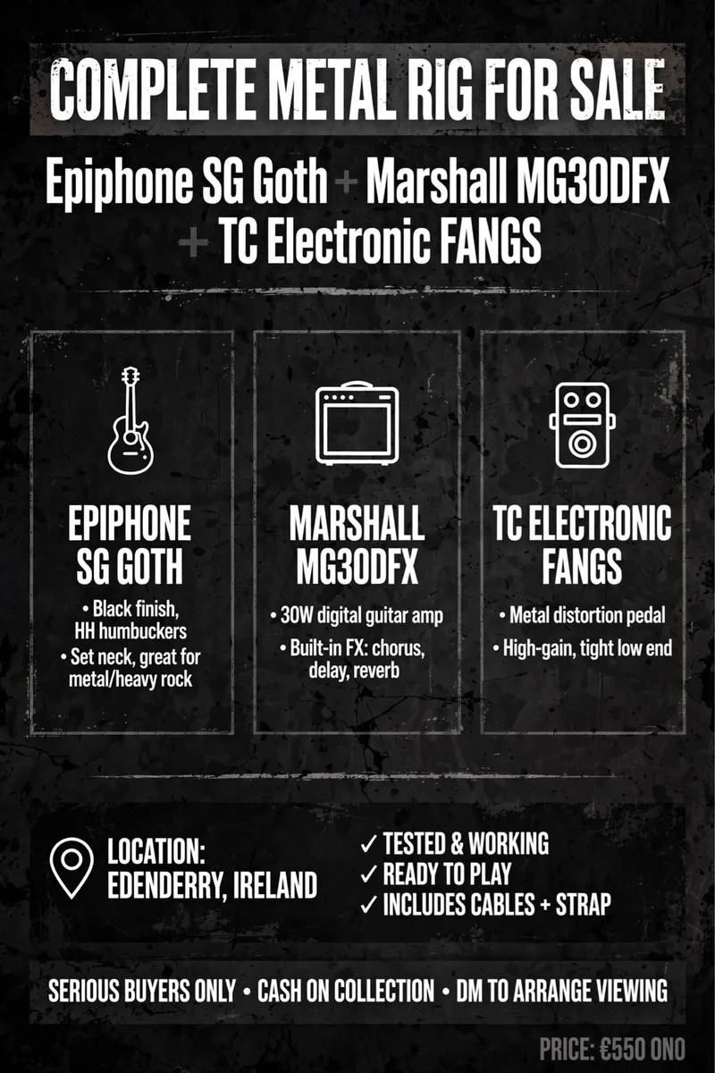 Epiphone SG Goth G-400 + Marshall MG30DFX Amp - Image 1