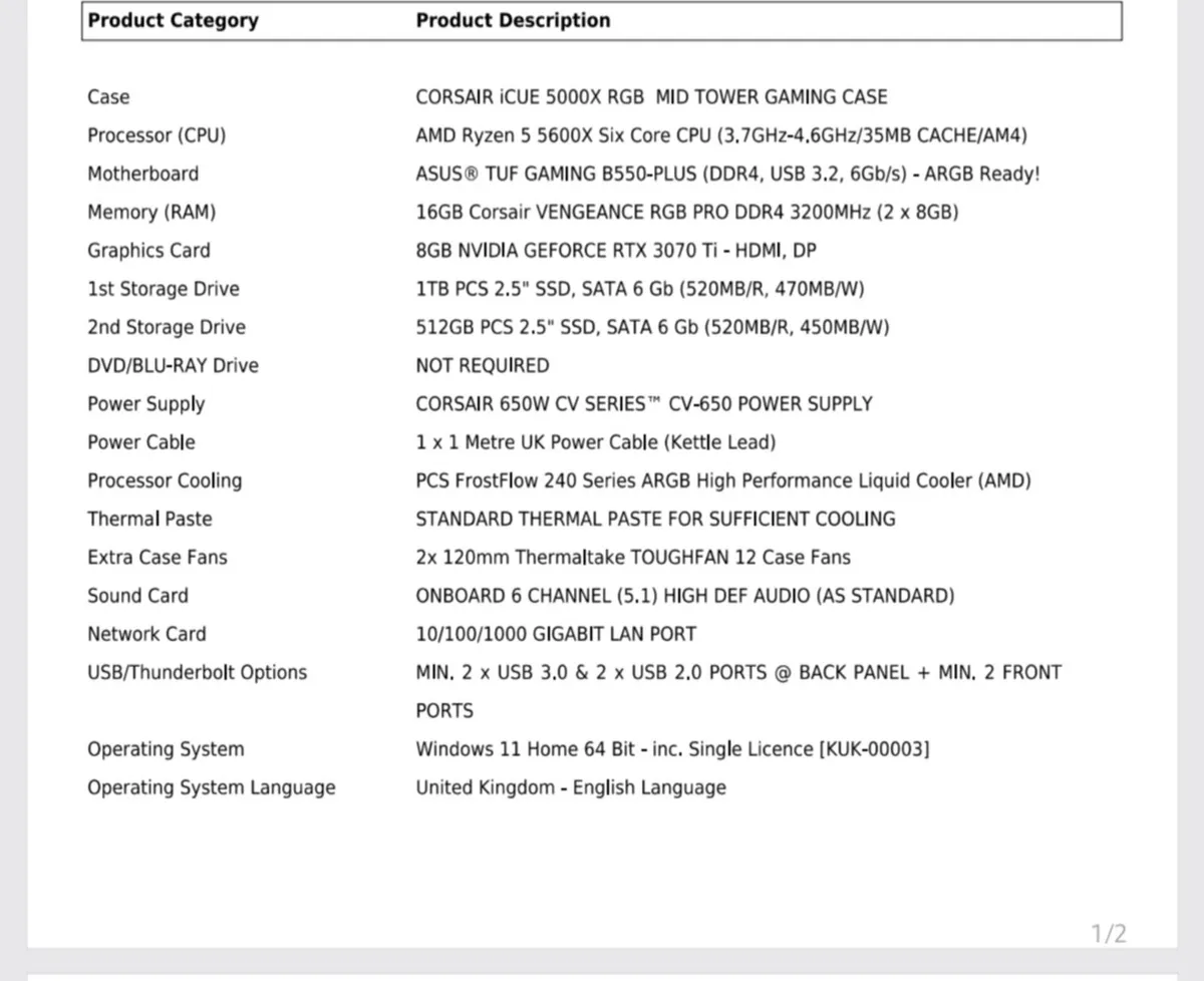 Gaming PC AMD Ryzen 5 5600X, 3070 ti. - Image 1