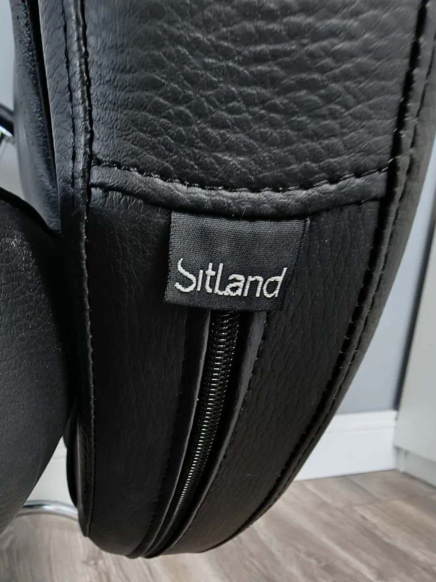 Black Leather & Chrome Office Armchair - Image 4