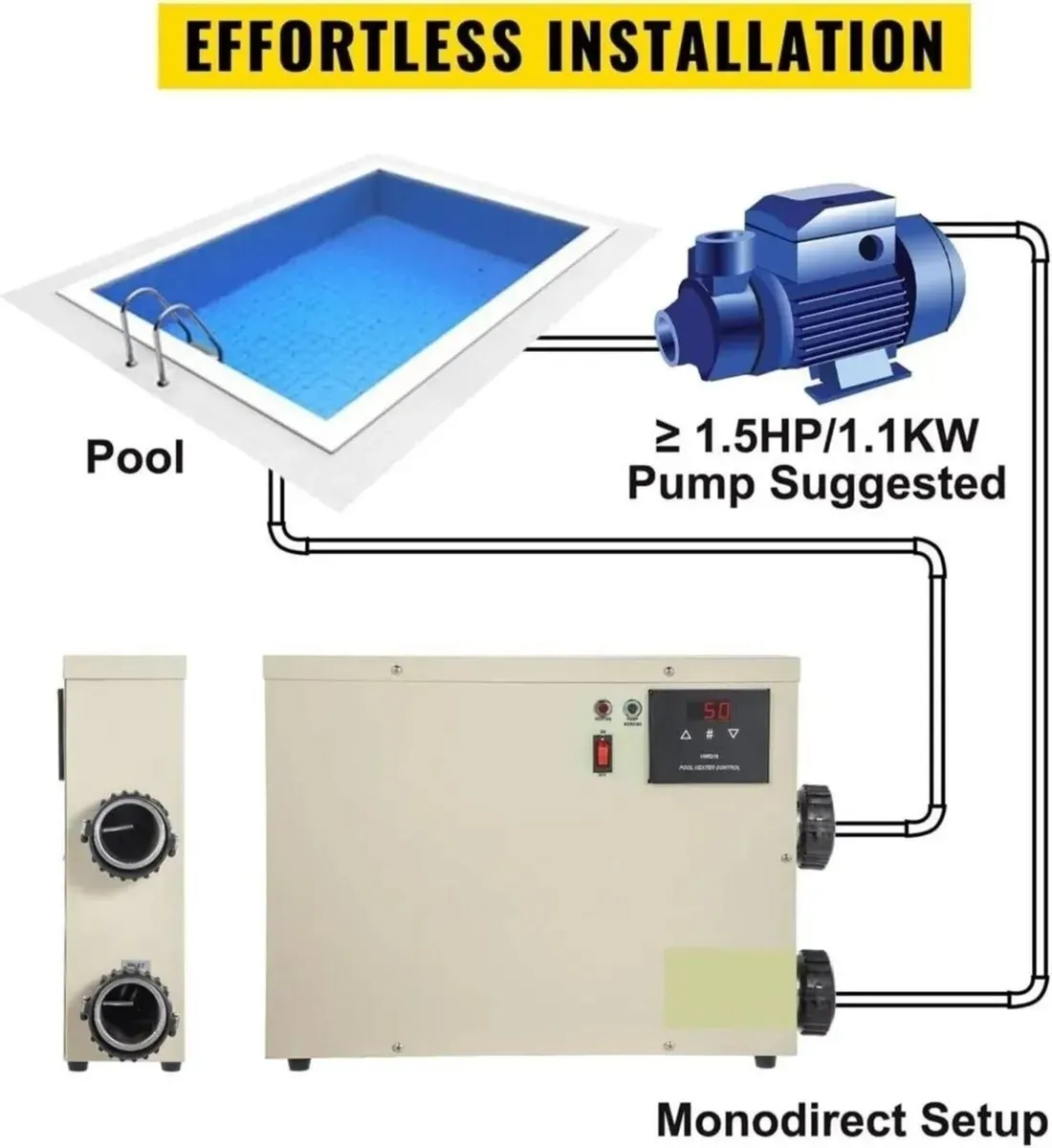 Swimming Pool Heater 11KW Digital Pool Heater - Image 3