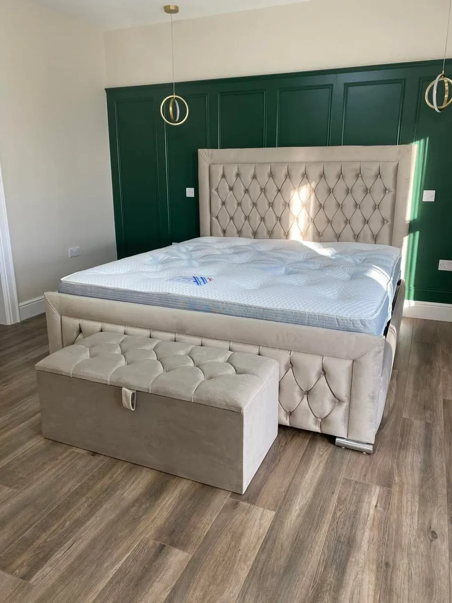 Double & King Size Bed Frame With Mattress Opt - Image 1