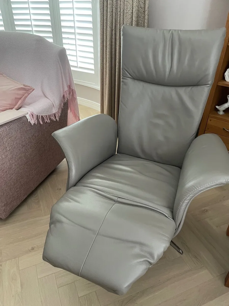 Electric Reclining and Swivel Leather Chair - Image 1
