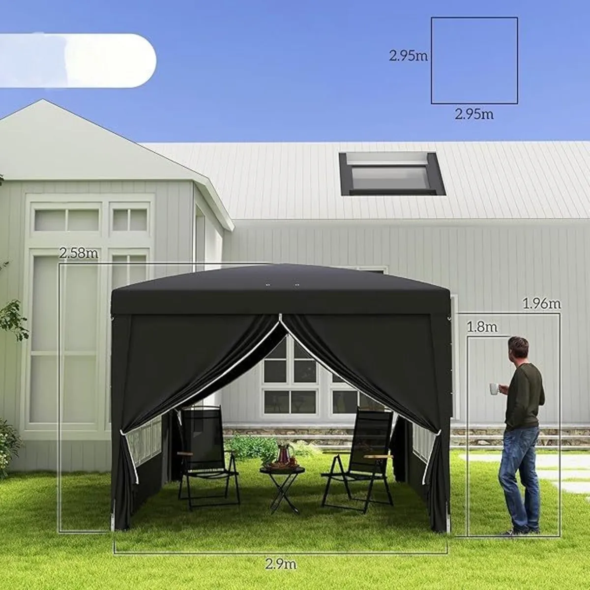 Gazebo 3x3M Pop Up with Sidewalls & Carry Bag - Image 2