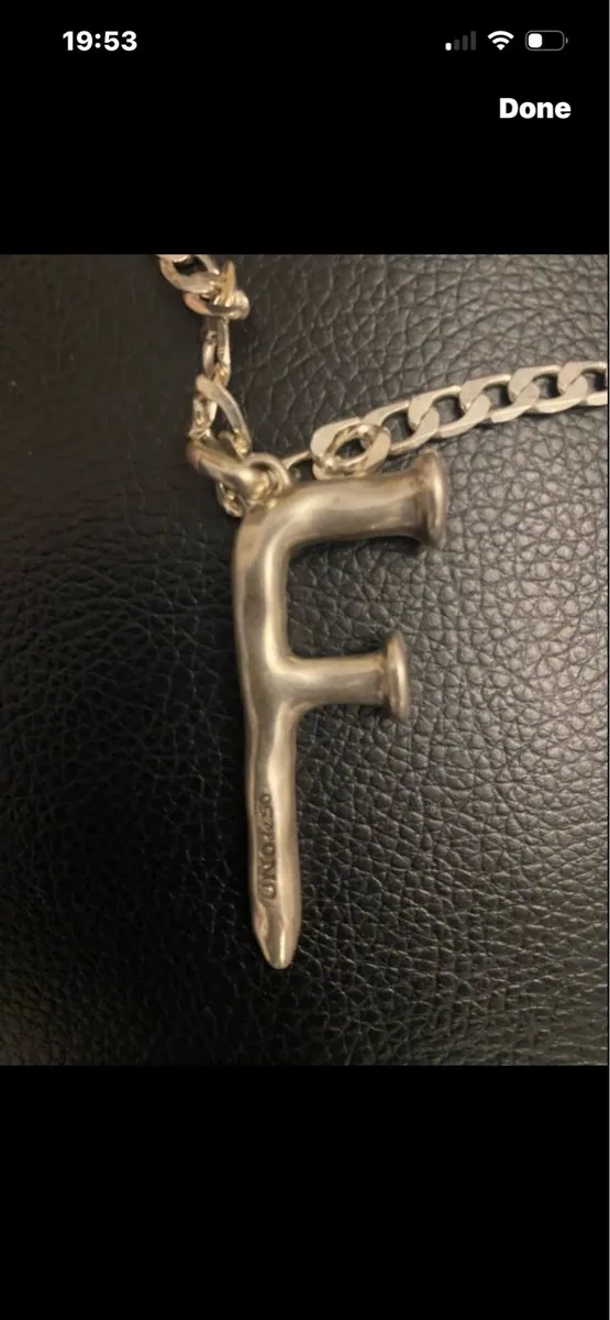 Large ‘F’ Initial on Silver Chain - Image 2