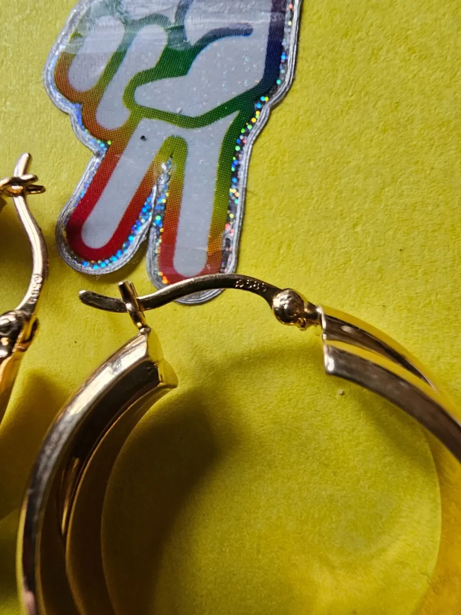 14ct Solid Gold Large Hoop Earrings / 5.8 gms /Fab - Image 4