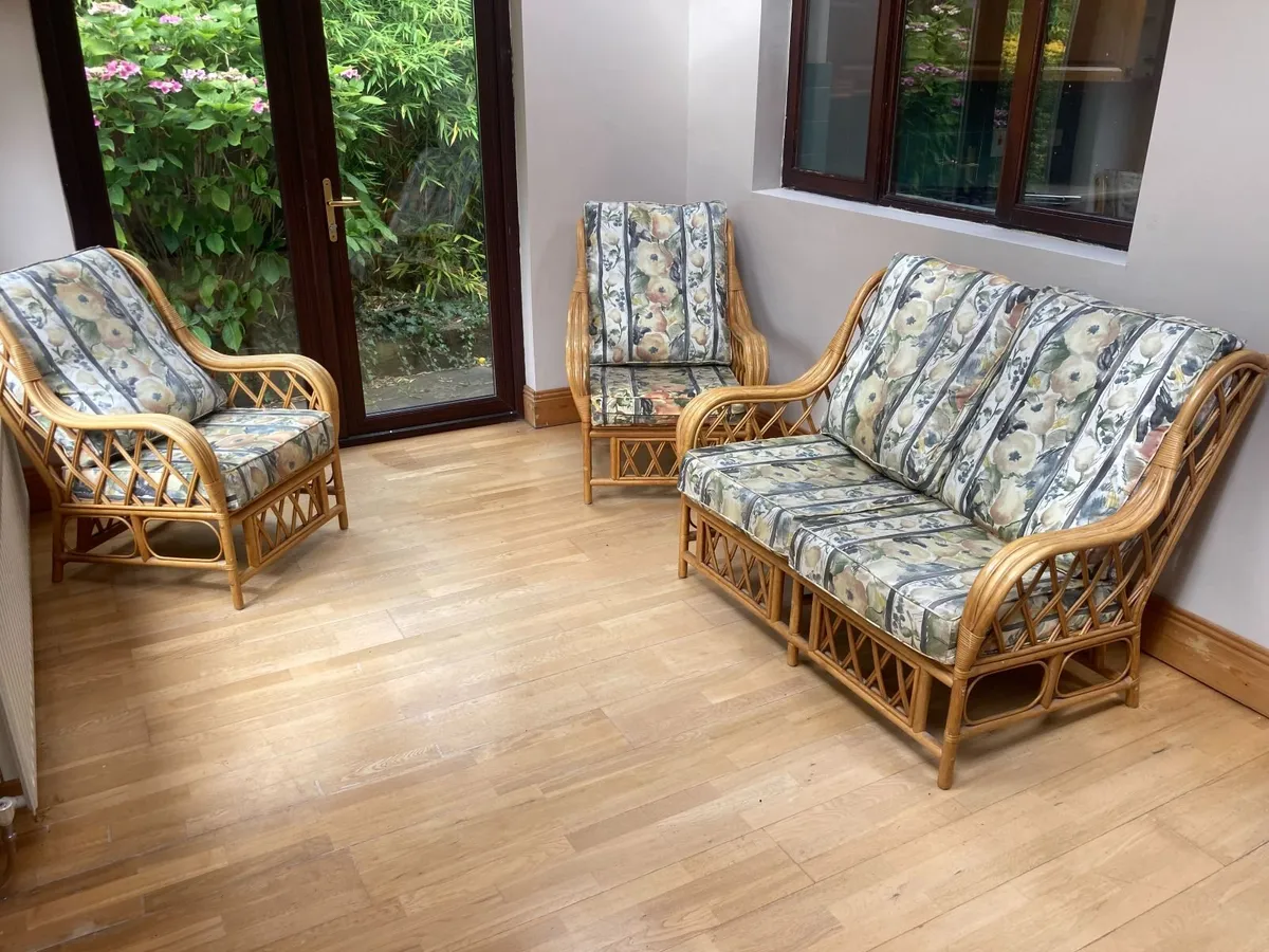 Rattan Suite - Couch and 2 Armchairs - Image 1