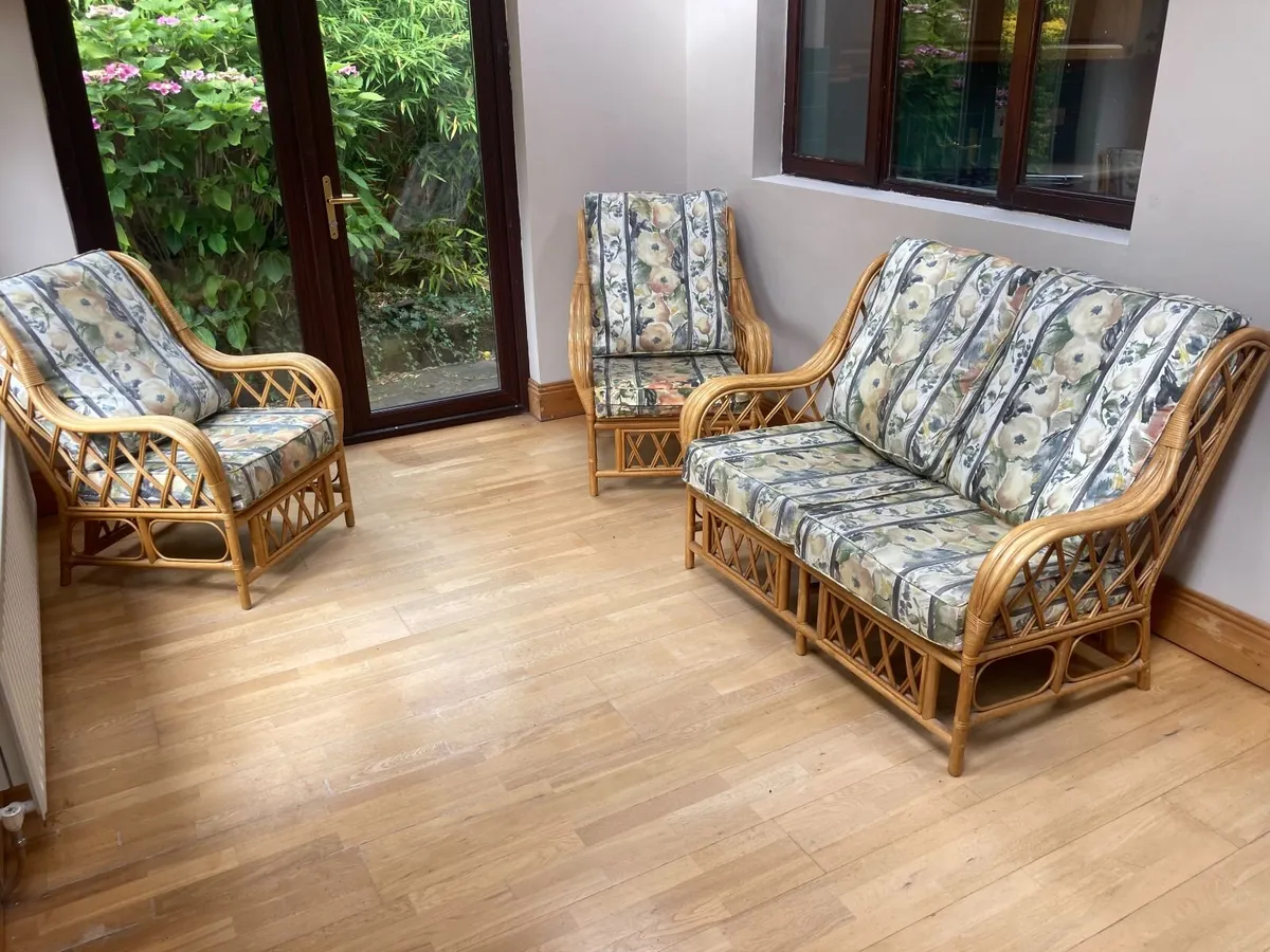 Rattan Suite - Couch and 2 Armchairs - Image 2