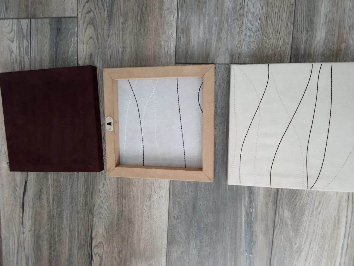 3 Suede Leather Covered Frames. - Image 2