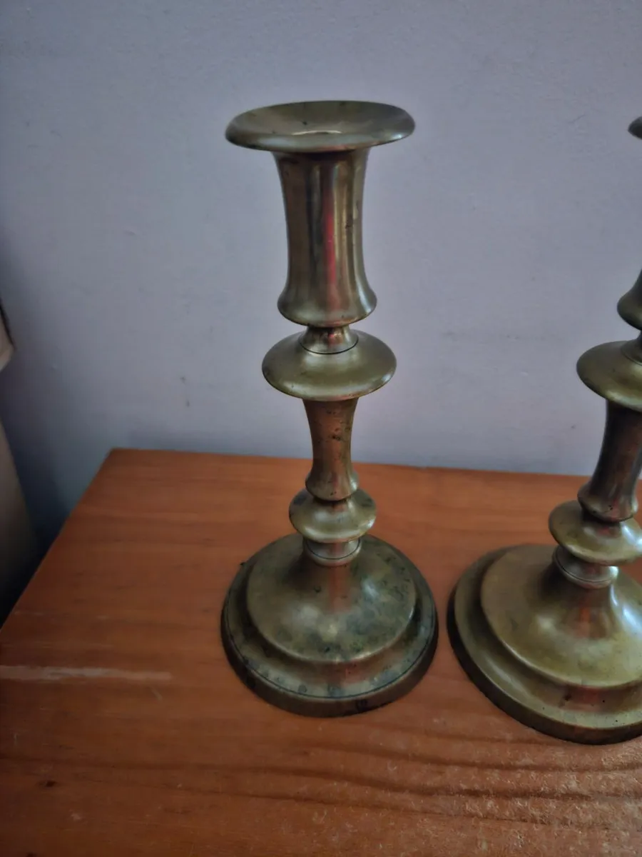 Vintage Brass Candle Sticks - Image 2
