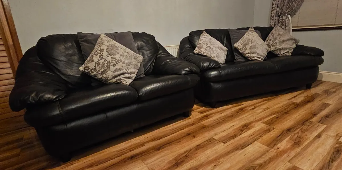 2 and 3 seater leather couches OFFERS CONSIDERED! - Image 1