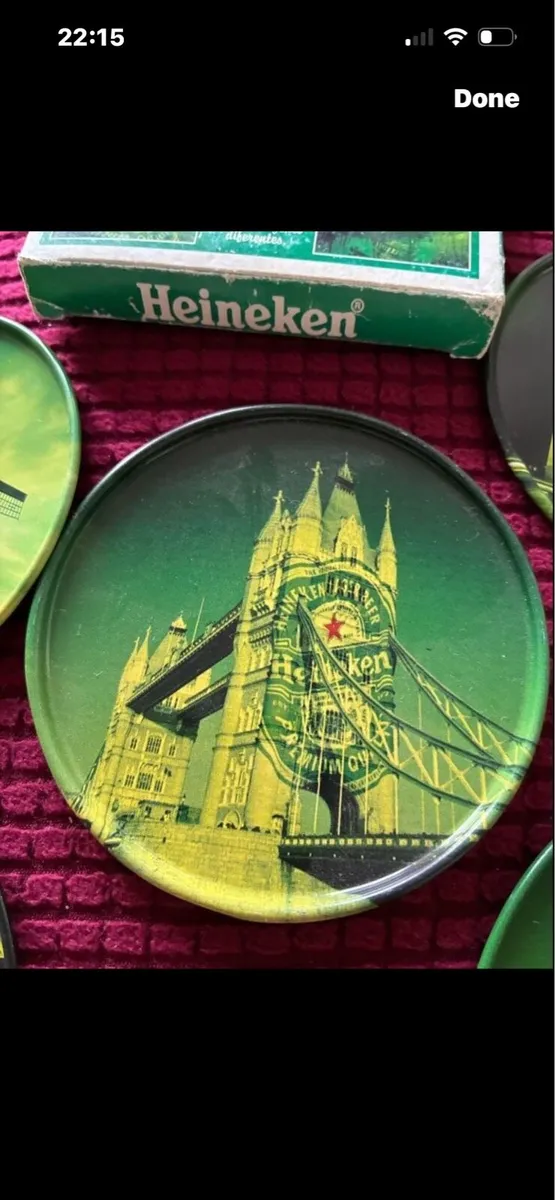 Very Rare Full Set Heineken Metal Cossters - Image 4