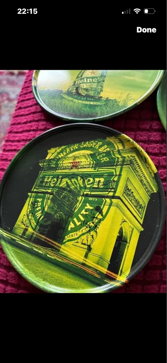 Very Rare Full Set Heineken Metal Cossters - Image 2