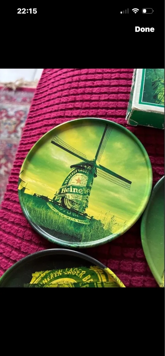 Very Rare Full Set Heineken Metal Cossters - Image 3
