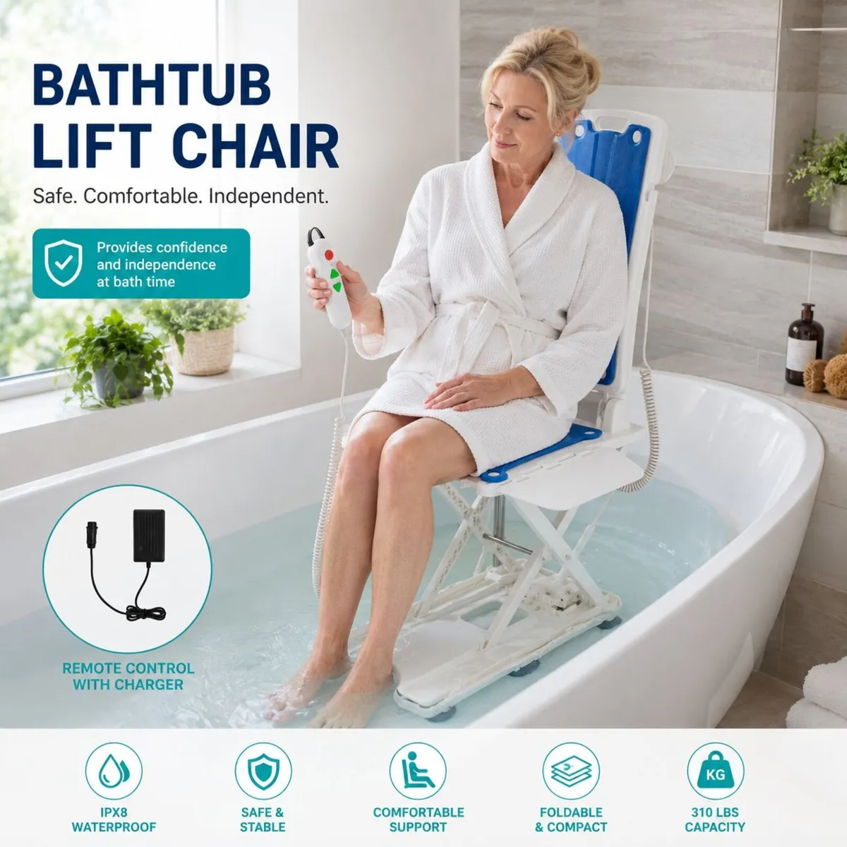 Electric Bath Lift Chair with Remote Control – 140 - Image 4
