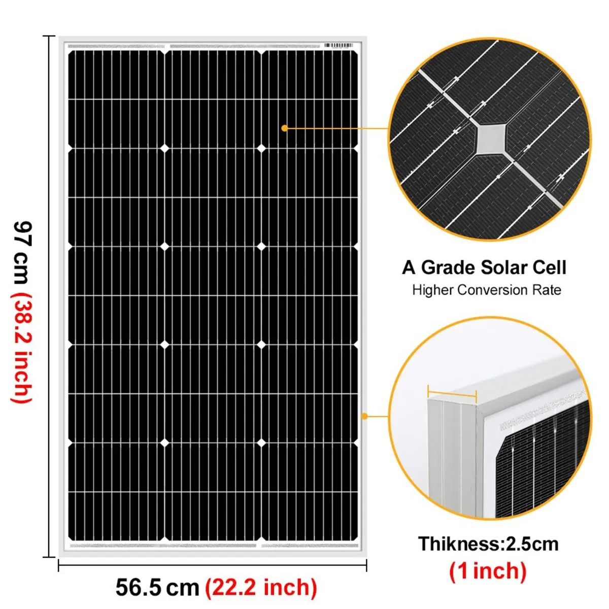 Camper van or boat 100W 12V Solar Panel - Image 4