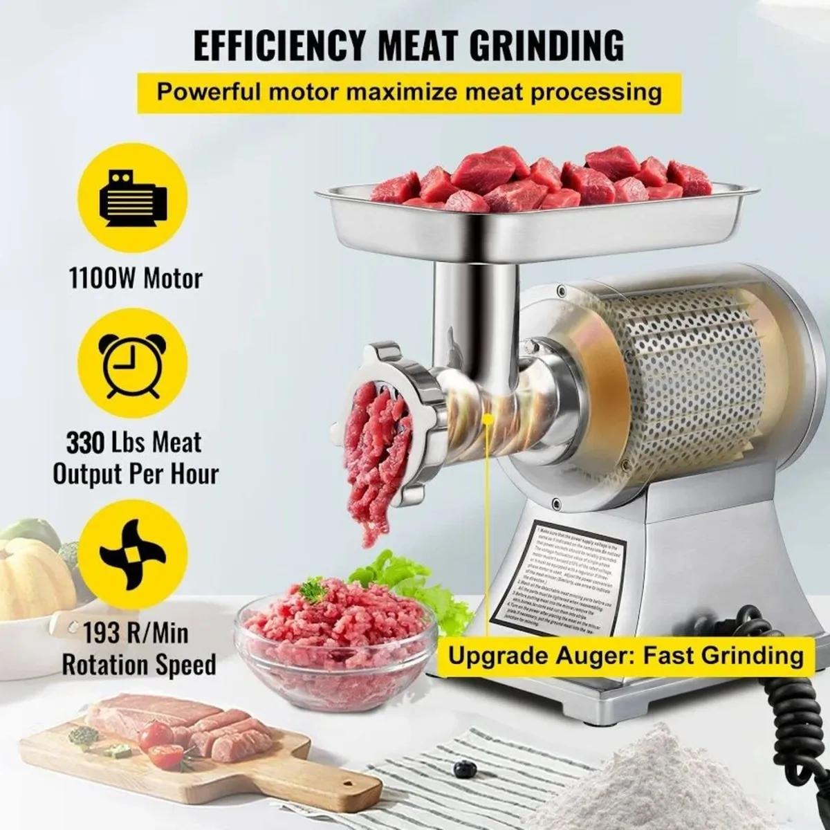 Meat Grinder Electric 1100W Commercial Mincer - Image 3