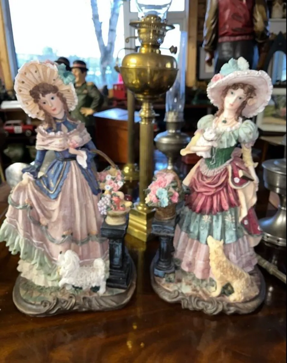 Vintage pair of lady figurines 2 ft high - Image 1