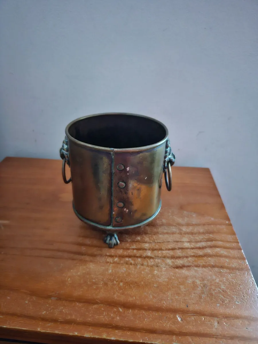 Vintage Brass Pot with Claw Legs - Image 1