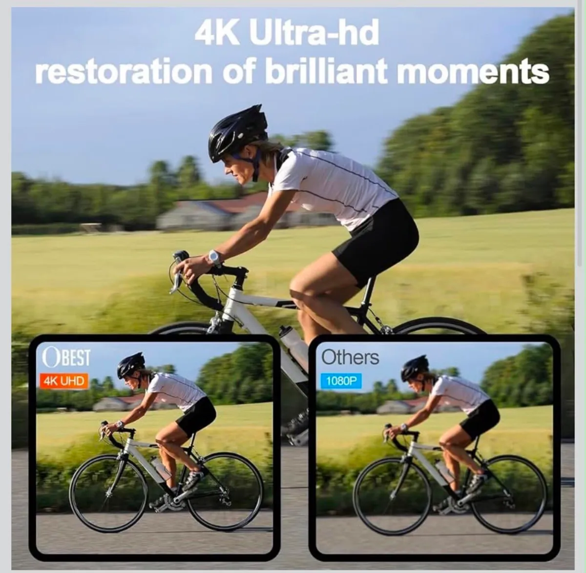 OBEST Action Camera 4K 360° Motorcycle Helmet Cam - Image 2