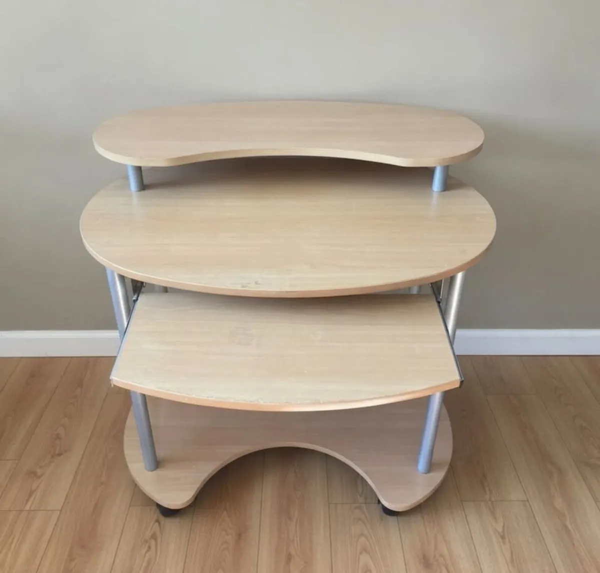 Mobile Computer Desk with Keyboard Tray & Shelf - Image 2