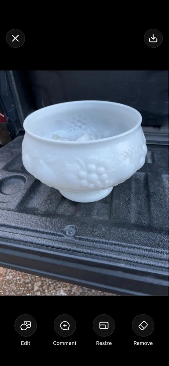 Vintage Milk Glass Punch Bowl Set – 8 Cups - Image 1