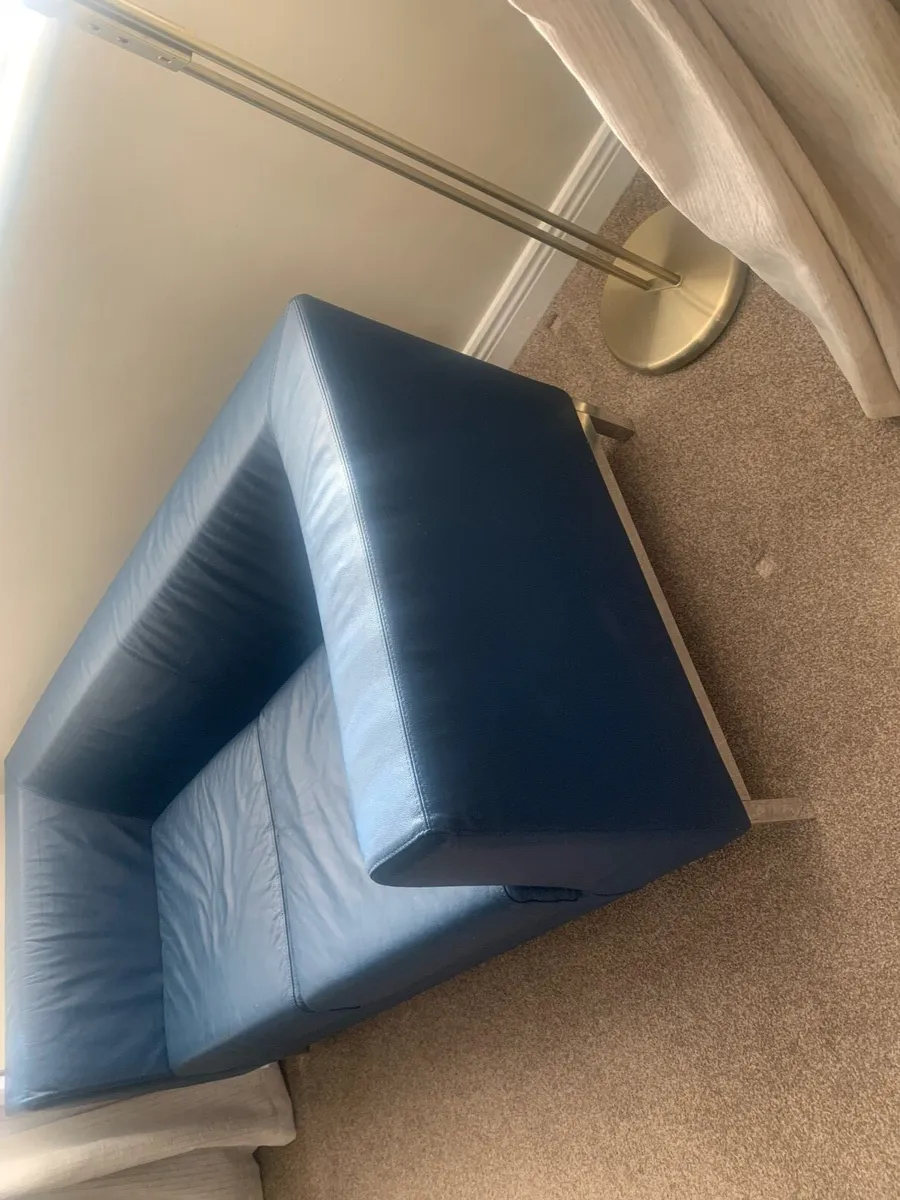Small leather couch navy - Image 2