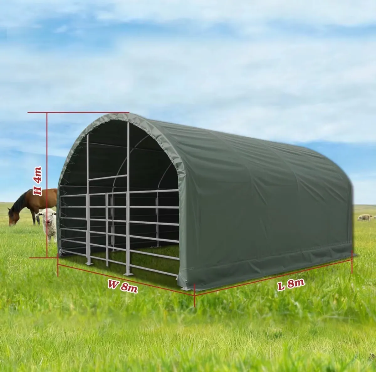 8m x8m Animal Livestock Shelter 900g Pvc - Image 3