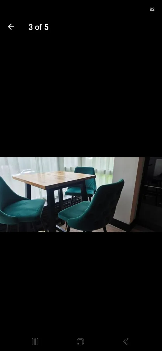 Wooden bar table and 3 bar chairs - Image 2