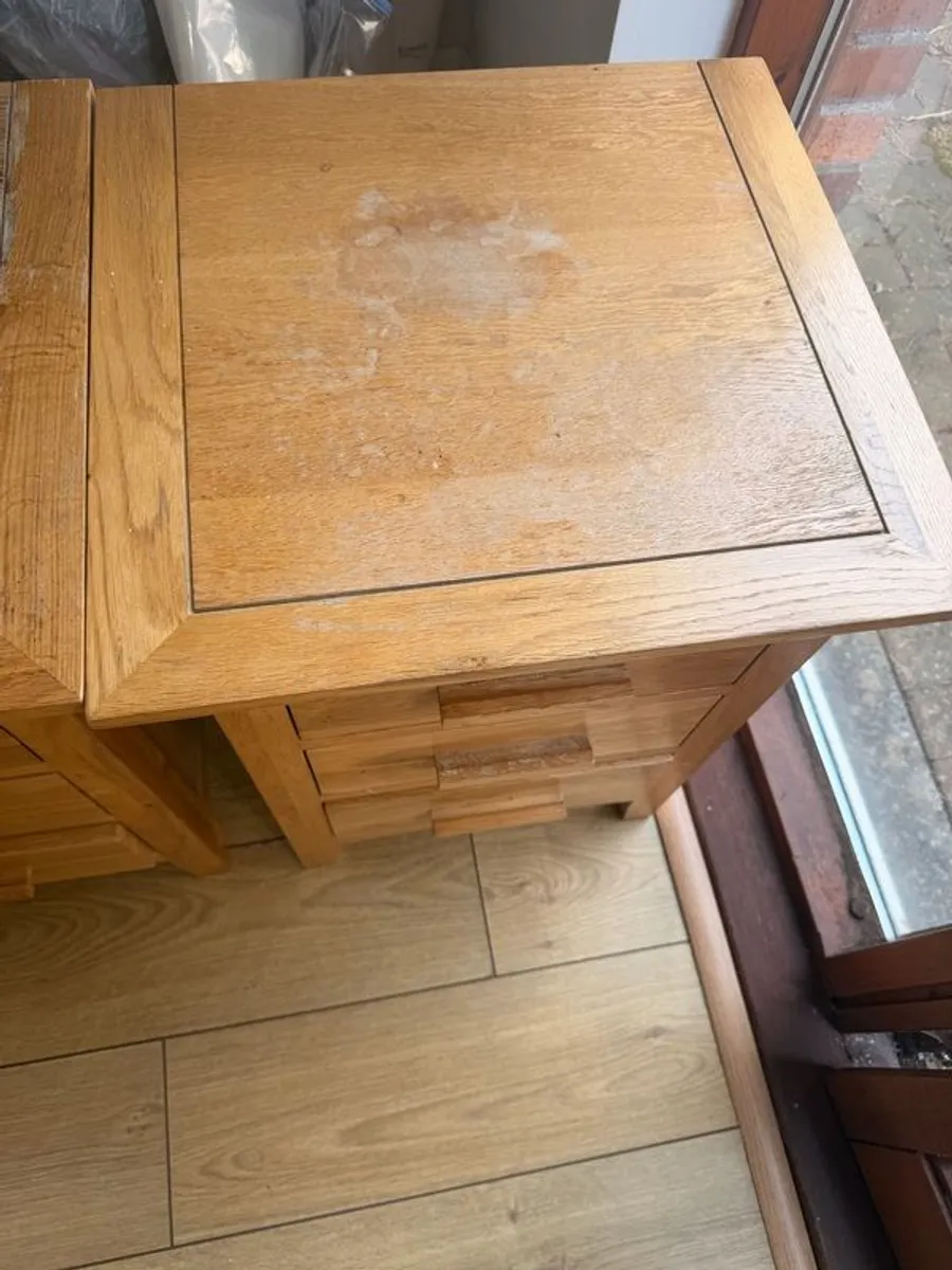 2 Solid Oak Bedside Table - Image 1