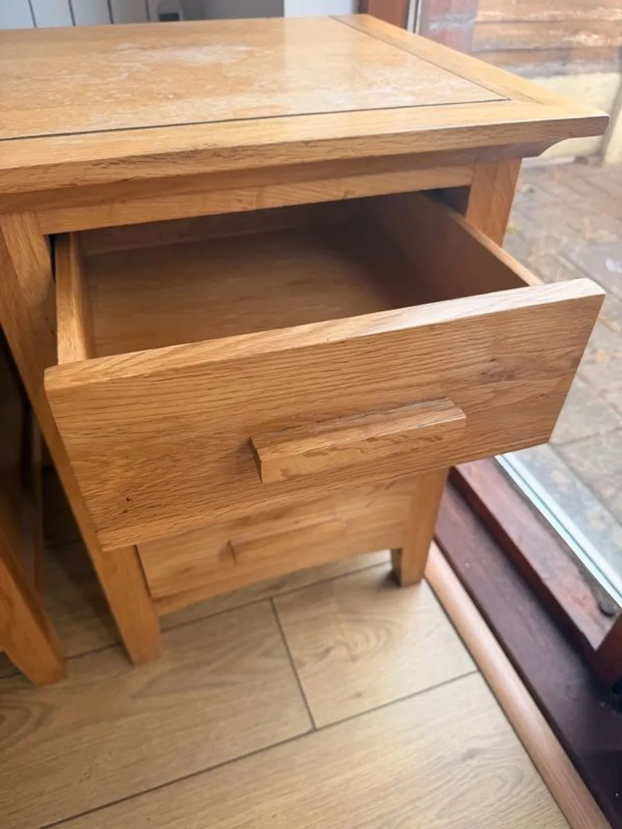 2 Solid Oak Bedside Table - Image 2