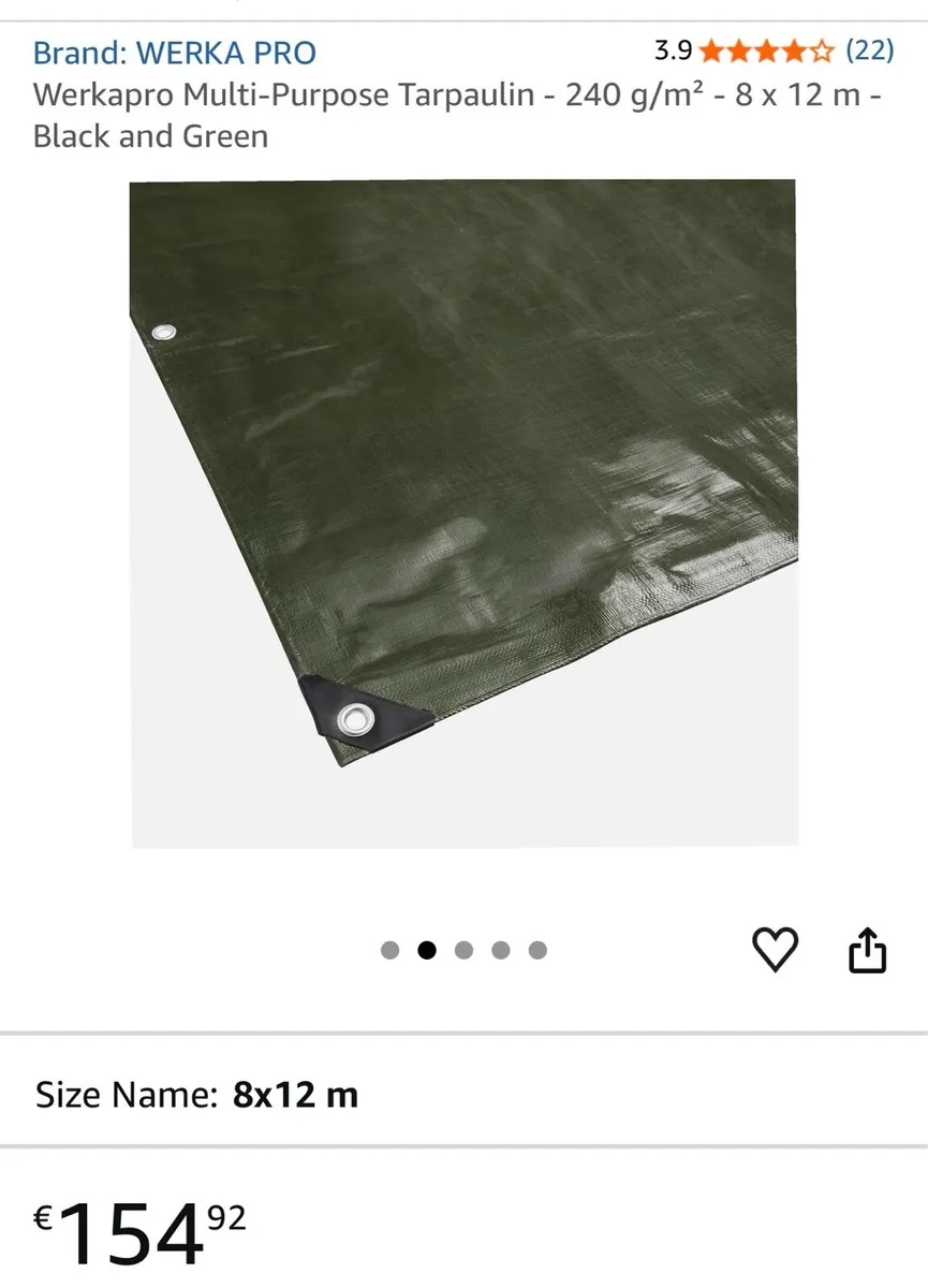 Tarpaulin 12m x 8m Heavy Duty Green 240g - Image 2