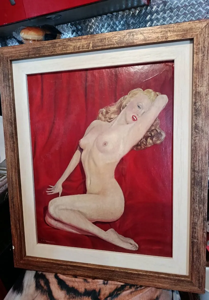 Marilyn Monroe oil painting in wooden frame - Image 1
