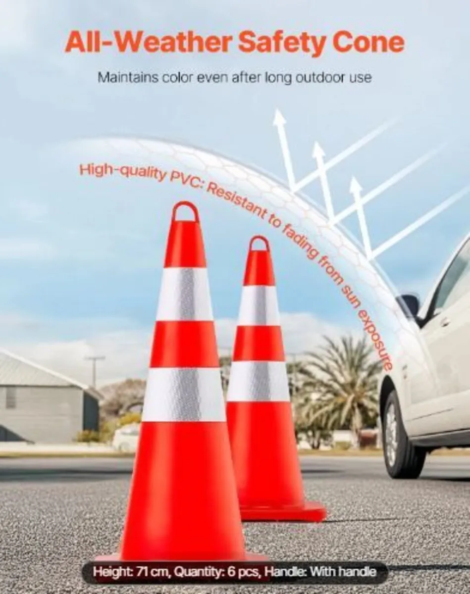 Safety Cones, 6 x 28" Traffic Cones - Image 2