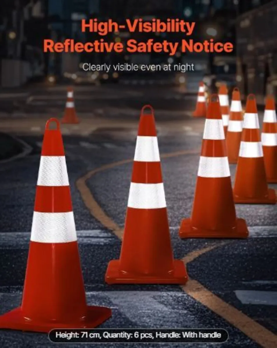 Safety Cones, 6 x 28" Traffic Cones - Image 3