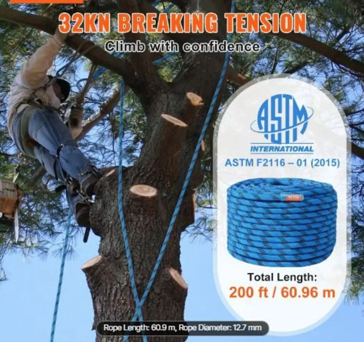 12.7mm Static Climbing Rope, 60.9M(200ft) - Image 4