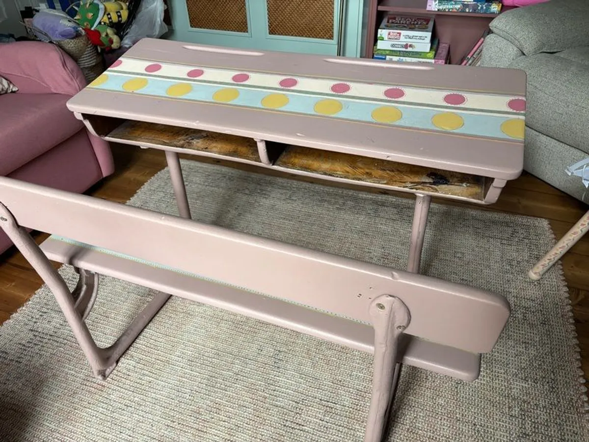 vintage hand painted school desk - Image 1