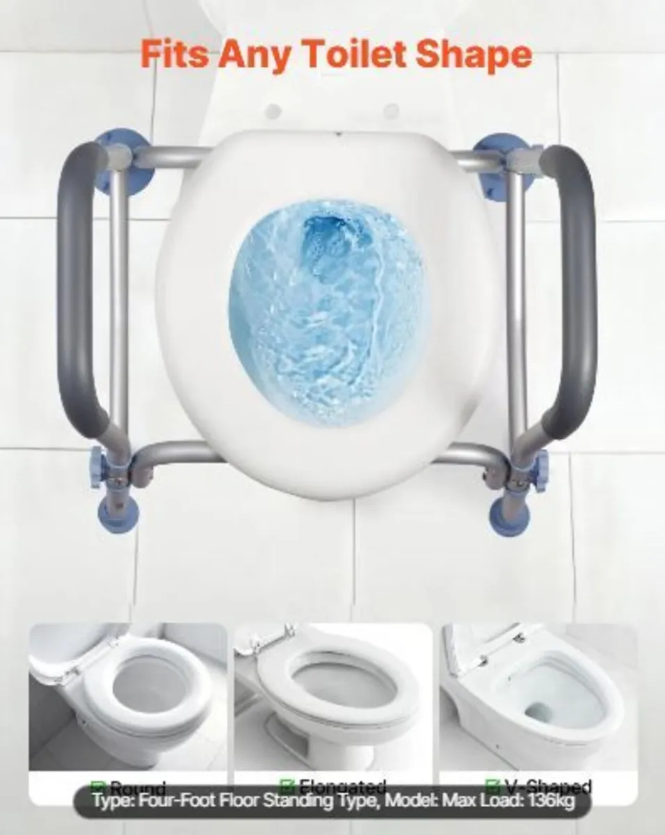 Raised Toilet Seat with Arms, 136 kg Load Capacit - Image 3