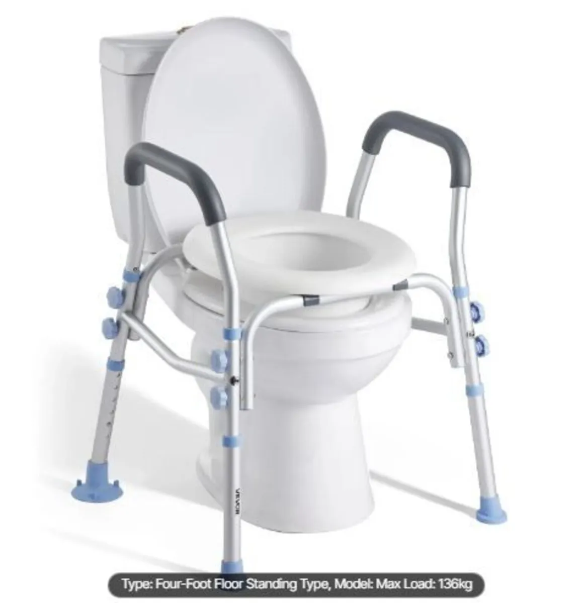 Raised Toilet Seat with Arms, 136 kg Load Capacit - Image 4