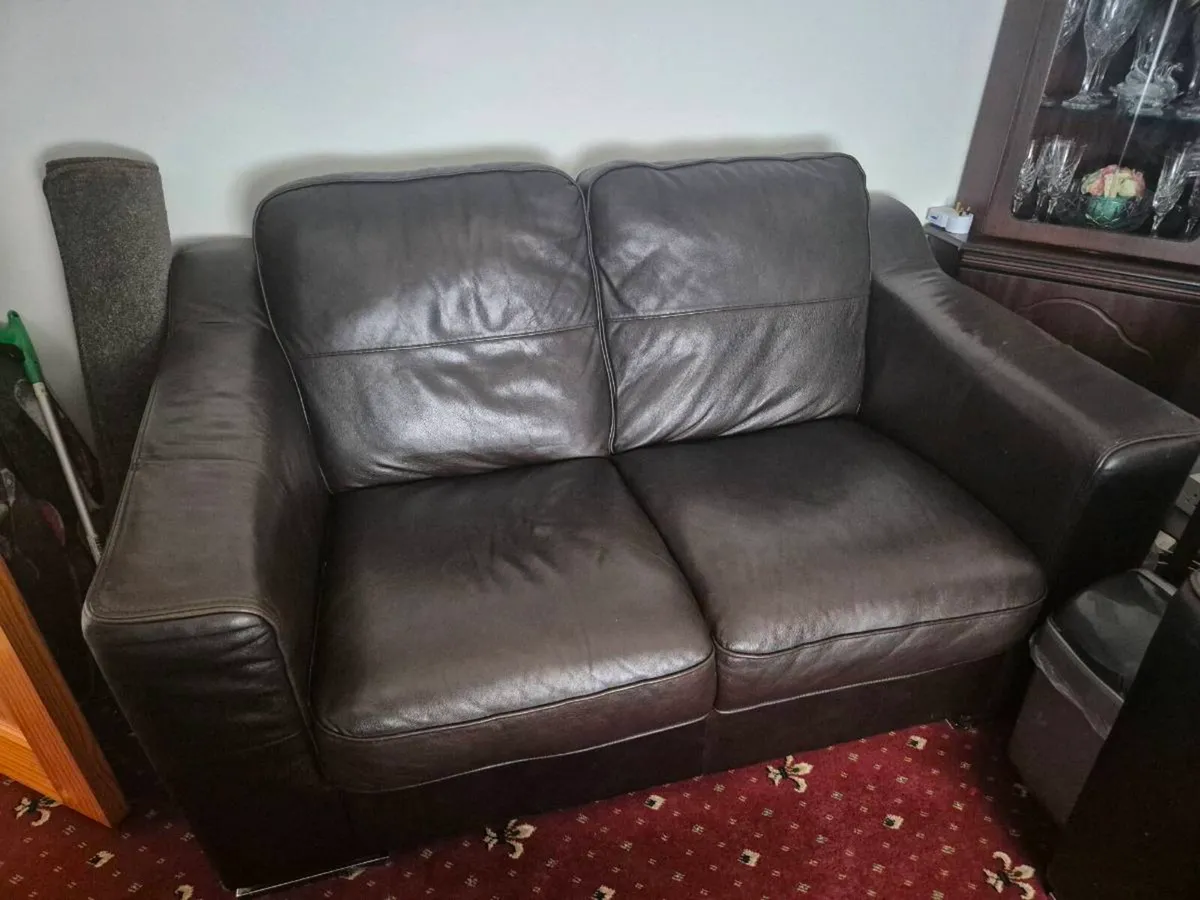 2 x 2 seater leather couches - Image 2